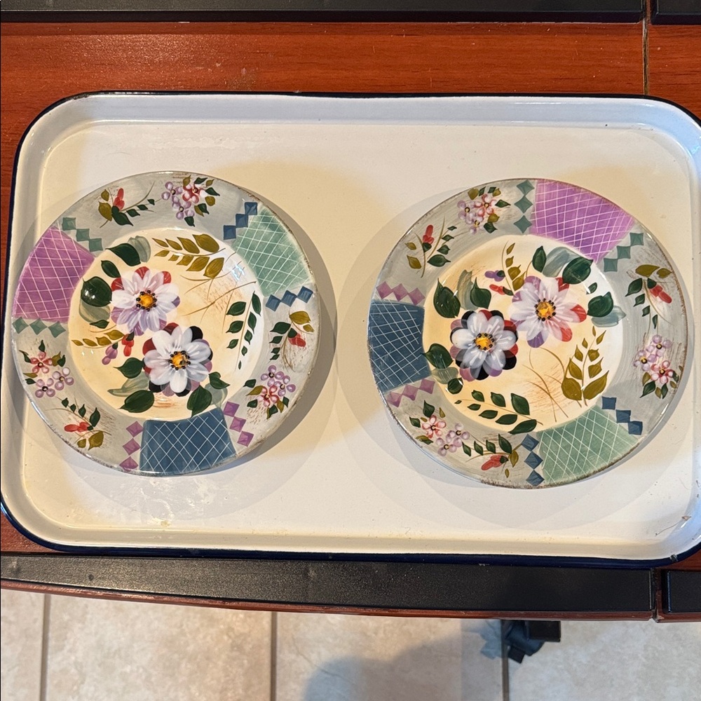 Gibson Elite Hand Painted Floral Patterned Salad Plates - Multicolor 8”
